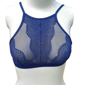 Victoria's‎ Secret Blue Lace High Neck Bralette Size S/P Small Bra